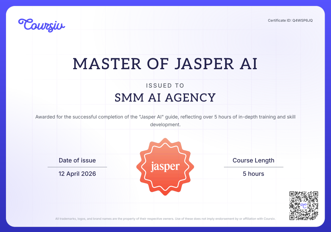 Master of Jasper AI Certificate