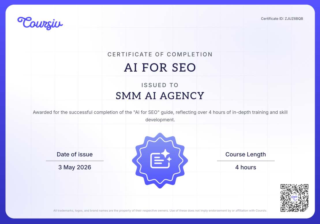 AI for SEO Certificate of Completion